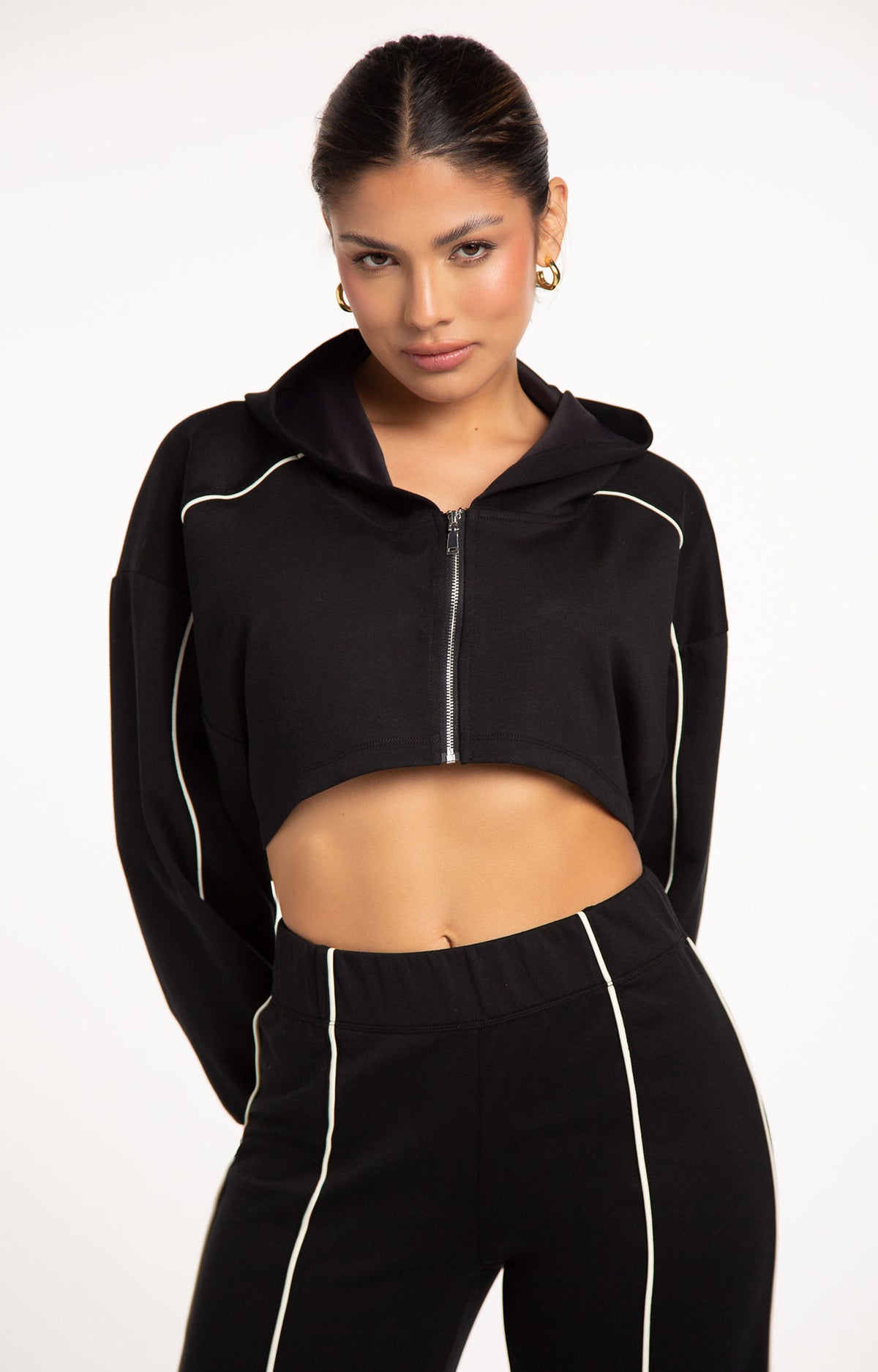 Monaco Cropped Hoodie - Black