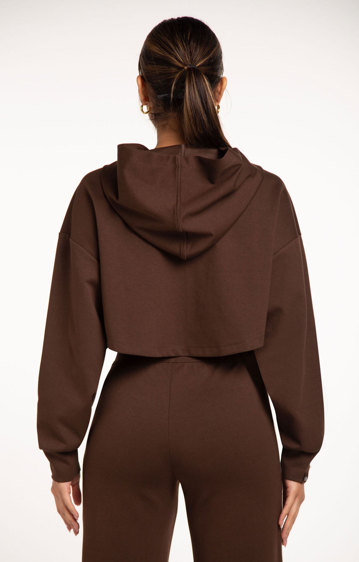 Monaco Cropped Hoodie - Espresso