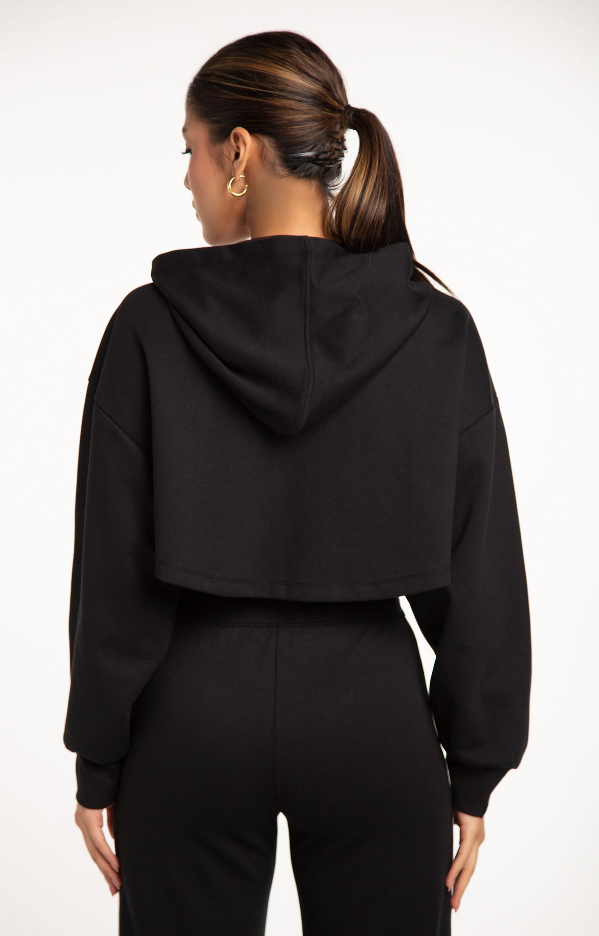 Monaco Cropped Hoodie - Black