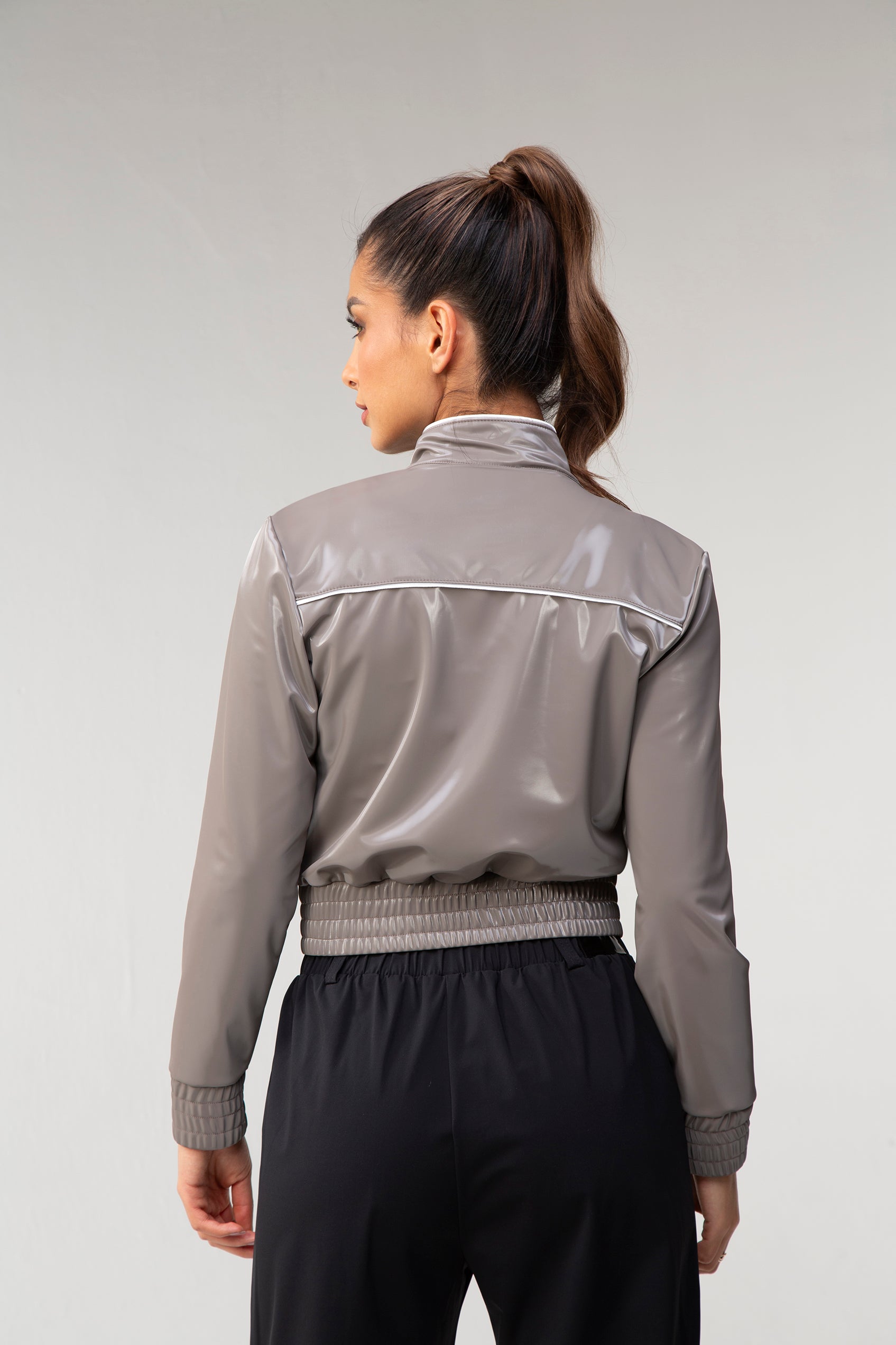 Sleek Bomber Jacket - Charcoal