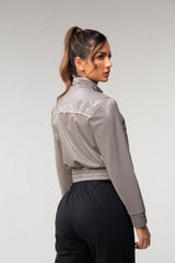 Sleek Bomber Jacket - Charcoal