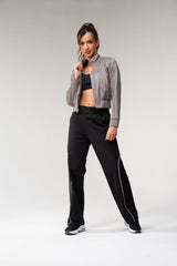 Sleek Bomber Jacket - Charcoal