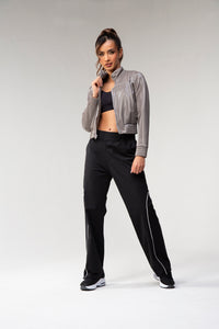 Sleek Bomber Jacket - Charcoal