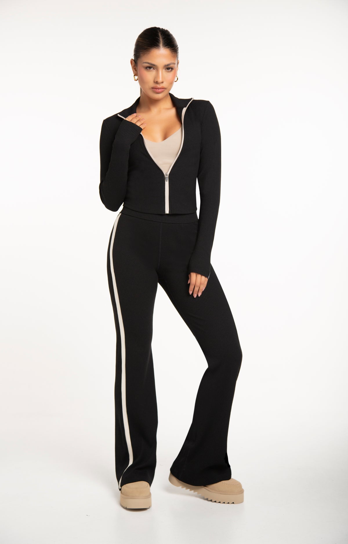 Ribbed Pant-Black