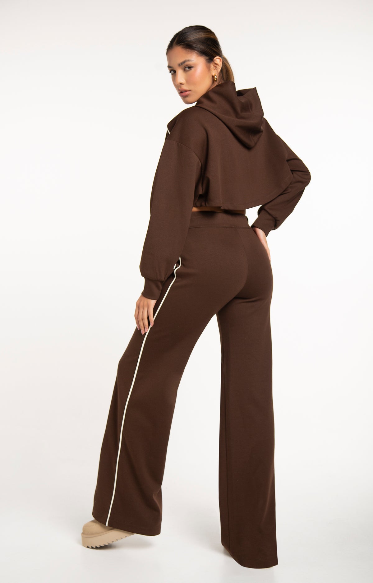 Monaco Cropped Hoodie - Espresso