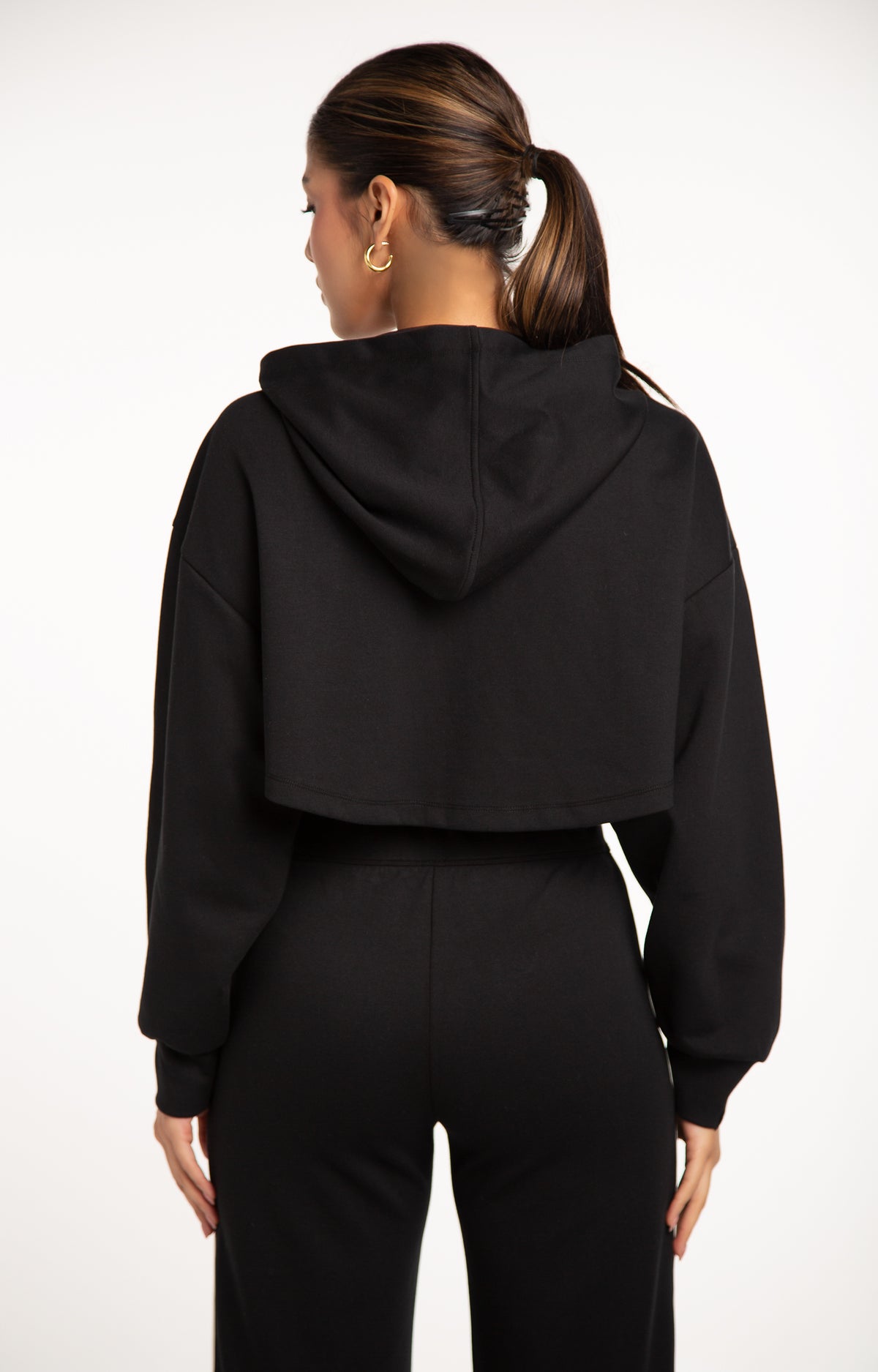 Monaco Cropped Hoodie - Black